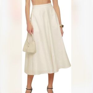 Talbots 100% Linen White Lined A-Line Skirt 6P